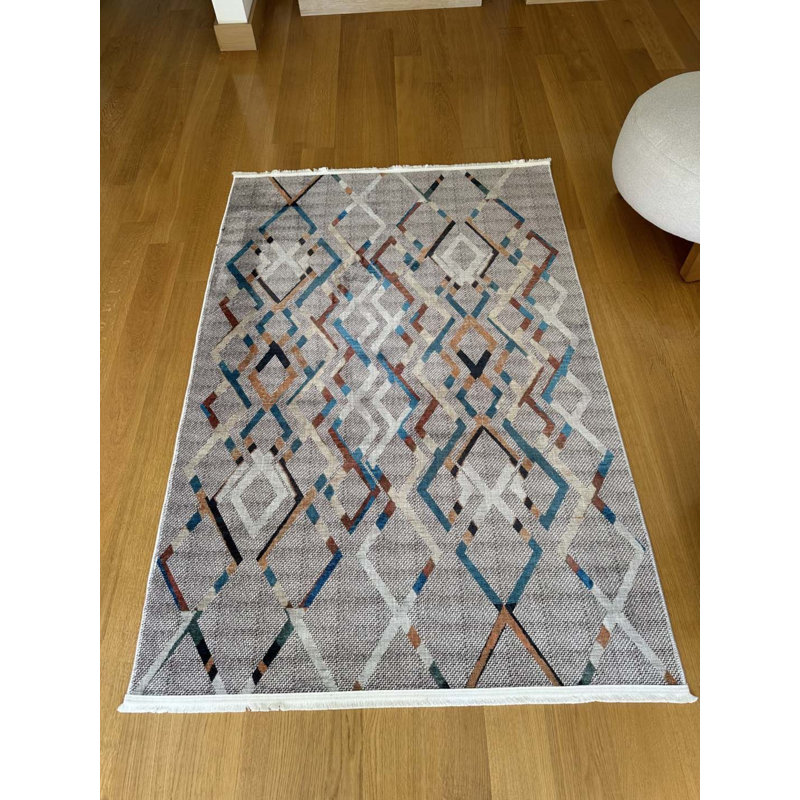 Tapis en coton Landree avec envers antidérapant, Rectangle 5 pi 3 po x 8 pi 2 po