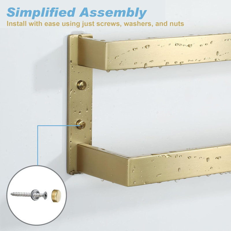 Porte-serviettes mural double en acier inoxydable brossé SUS304