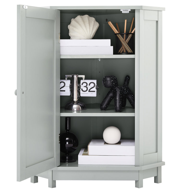 Grey Bathroom Cabinet - Triangle Corner Adjustable Shelf For A Neat Arrangement Tidy Living Space