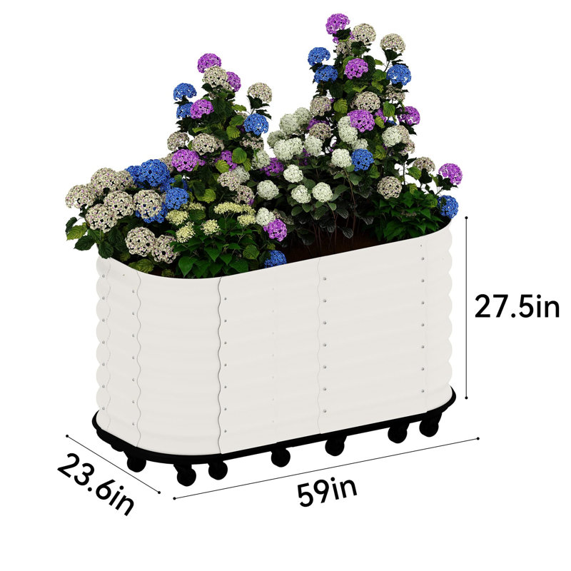 Roll & Grow Planter, With 360° Wheels, 27.50" H x 59" W x 23.60" D, White