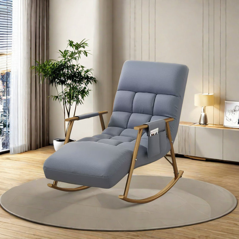 Chaise berçante réglable ergonomique en métal, Violet bleuté, Or