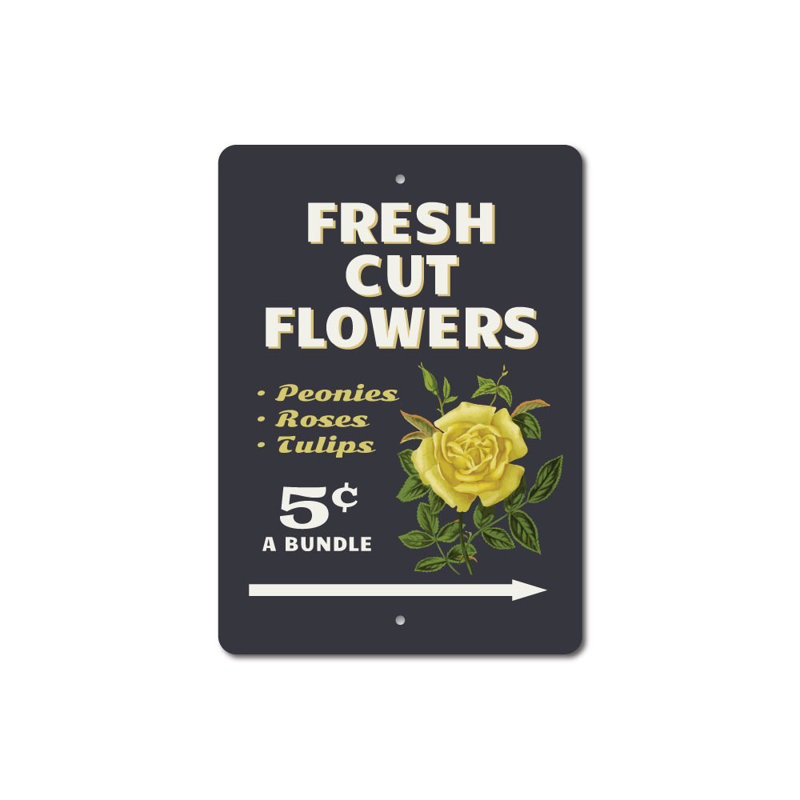 Panneau en aluminium fleurs fraîches coupées, H 14 po x l 10 po x P 0,04 po