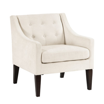 Chaise d'appoint beige: contreplaqué, mousse haute, dossier attaché, pieds bruns Chaise beige contemporaine: revêtement texturé, capacité de poids de 300 lb