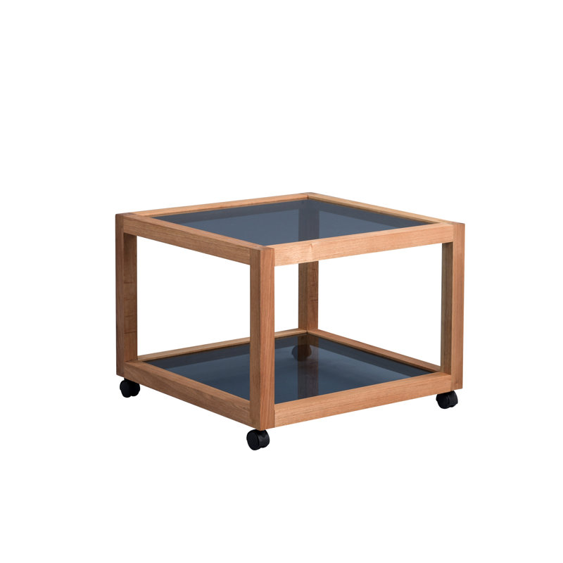 Cuellar Glass Top End Table, 45cm H x 78cm L x 78cm W