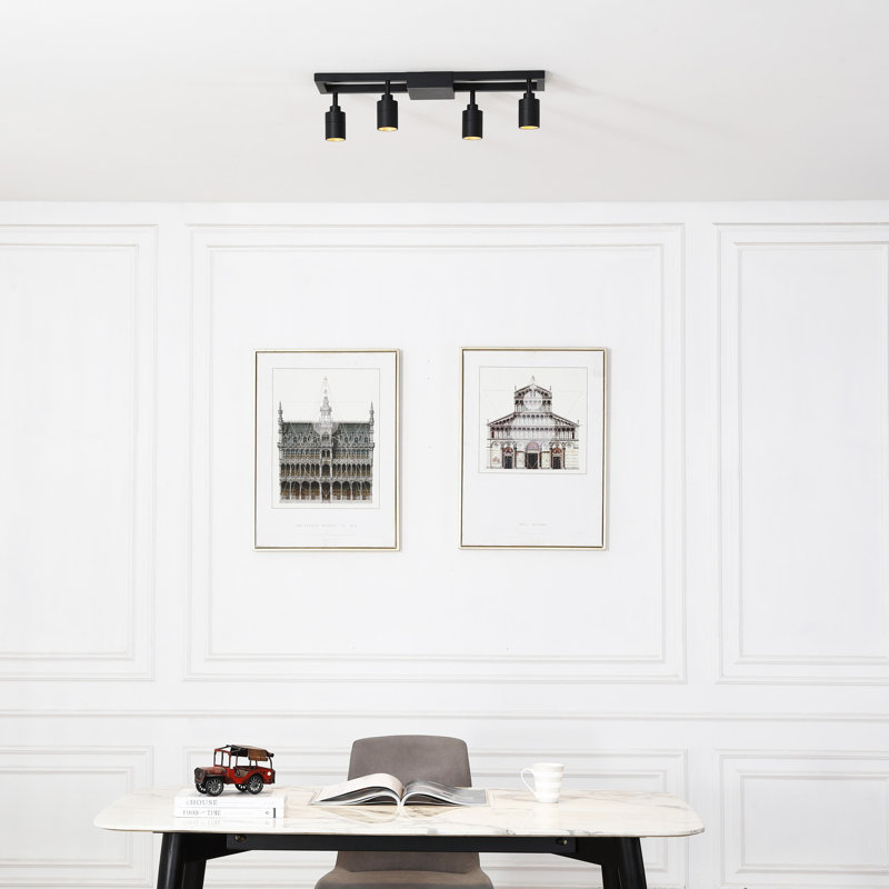 Shura Modern Black and Gold 4-Light LED Track Lighting Kit