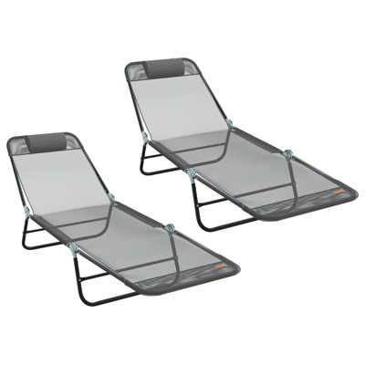 vidaXL Folding Sun Lounger Folding Textilene Outdoor Chair Garden Recliner