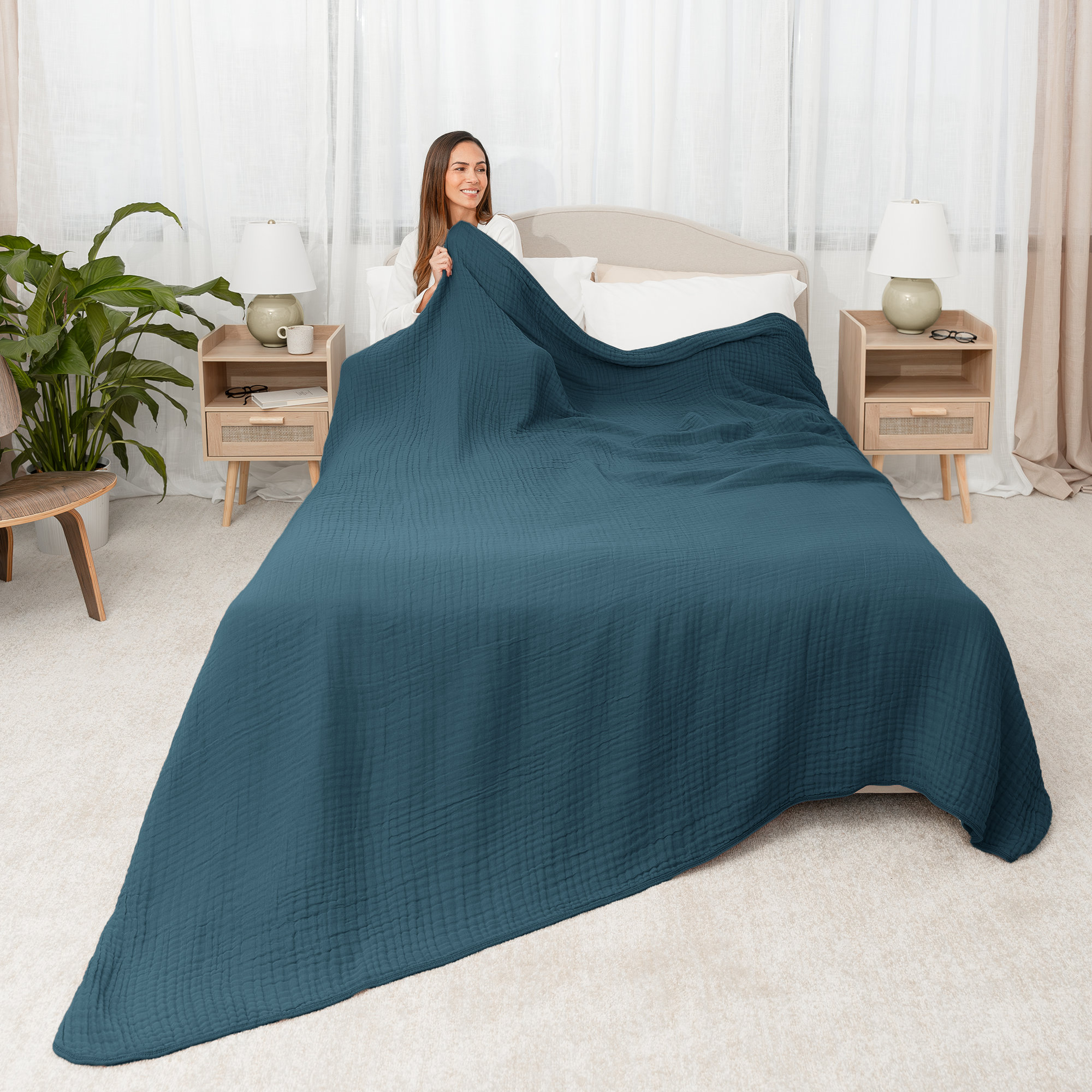 Karlina Muslin Blanket, Neptune, Queen