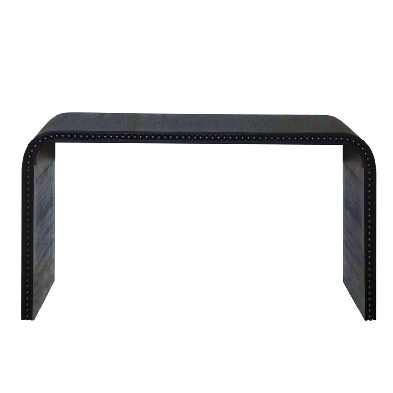 Black Wood Console Table, 59In Entryway Table, Curved Waterfall-Style Table,Console Table With Wood Beads,Entrance Table For Entryway, Hallway, Living Room, Foyer, Corridor, Office