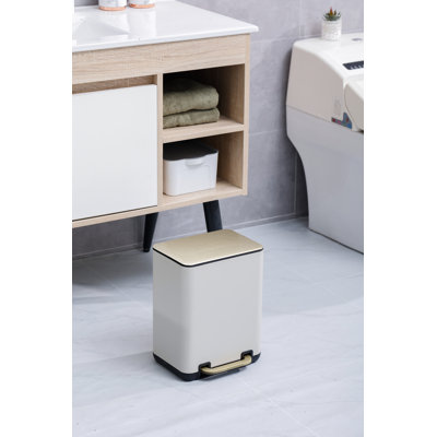 6 Litre / 1.58 Gallon Rectangle Step On and Slow Close Trash Can with Plastic Inner Buckets