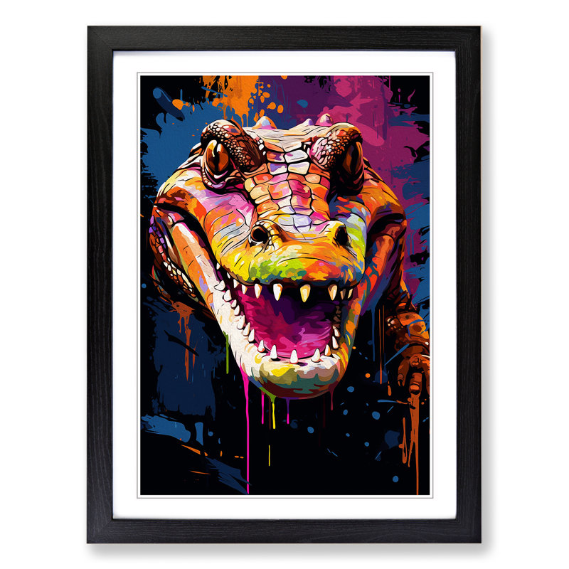 Alligator Pop - Framed Print, 46cm H x 34cm W x 2cm D, Black Framed