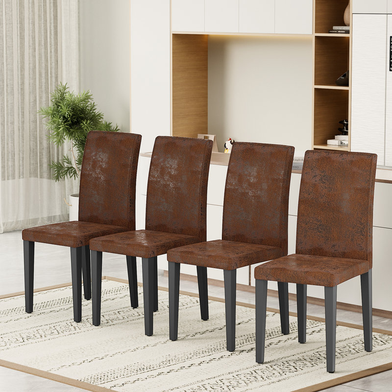 Anders Upholstered Dining Chair With Metal Legs, Brown, Black