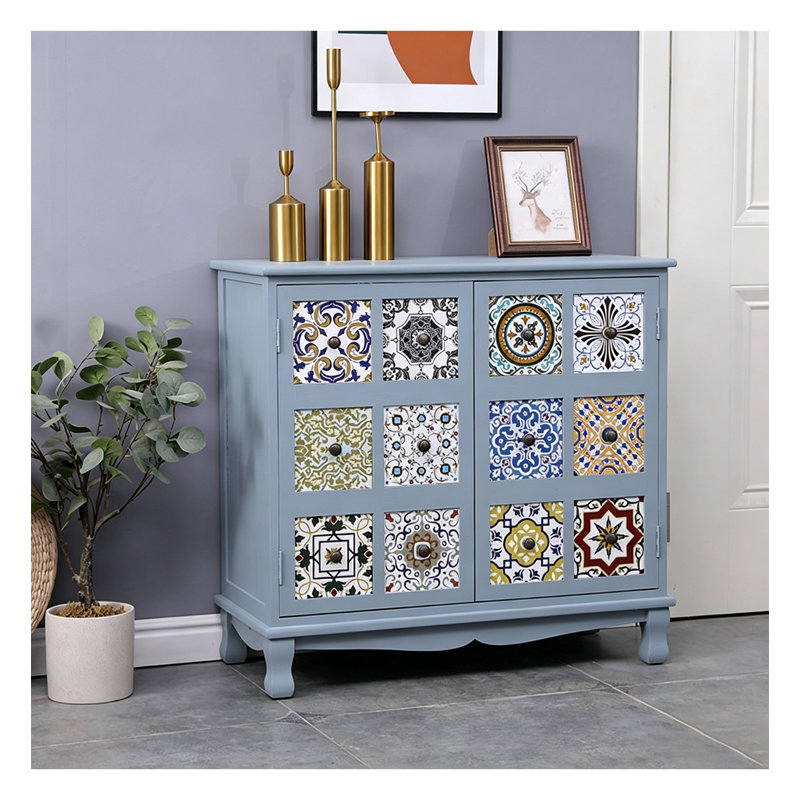 Meuble de rangement bohème Boho, Gris