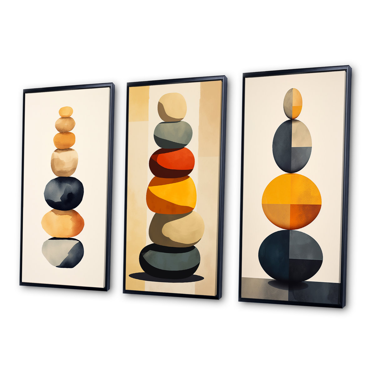 Ivy Bronx Spiritual Stone Art Set Of 3 Pieces - Visual Tranquility Rock ...