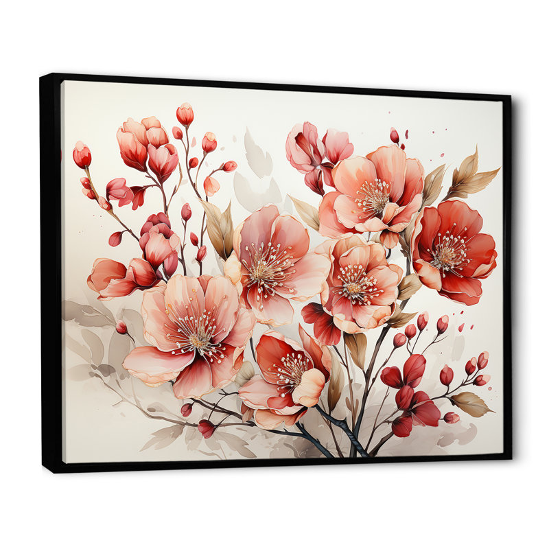 Charme des coquelicots dans un délice hivernal, Cadre flottant noir, H 30 po x l 40 po x P 1,5 po