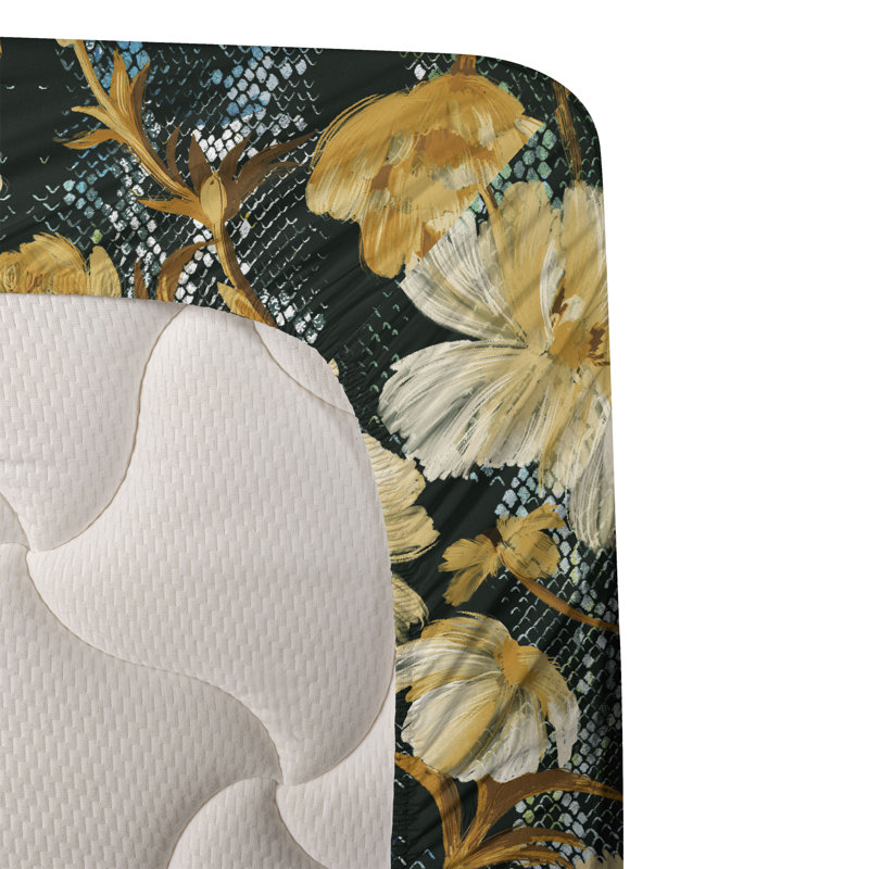 Ambesonne Watercolor Botany Sheet Set 4 Pcs Retro Boho Bloom, Pale Earth Yellow Cream Floral