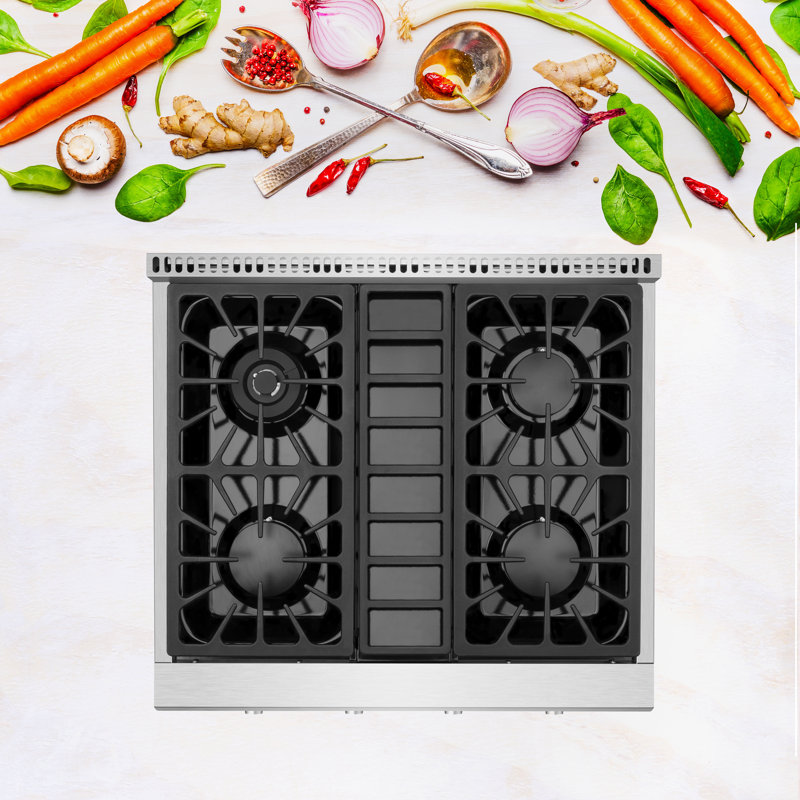 Empava 30 in. 4 Burners Slide-in Natural Gas Cooktop Range Top, in Stainless Steel, with LP Convertible, 18K BTU Power Burner