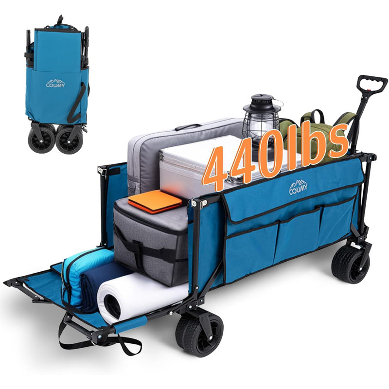 400L Large Capacity Collapsible Wagon Cart, Blue