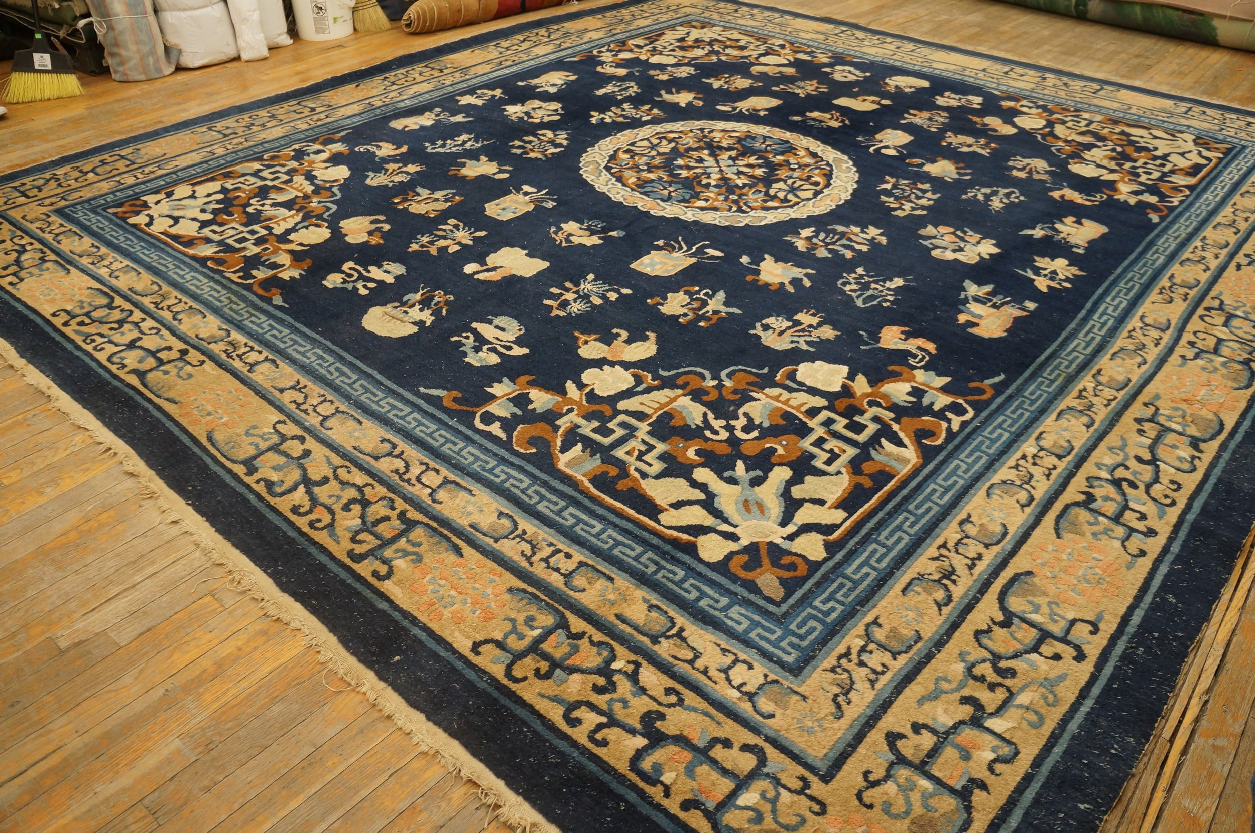 Peking Pattern Rugs On Net Antique Chinese Peking Floral Medallion Pattern Blue Color ...