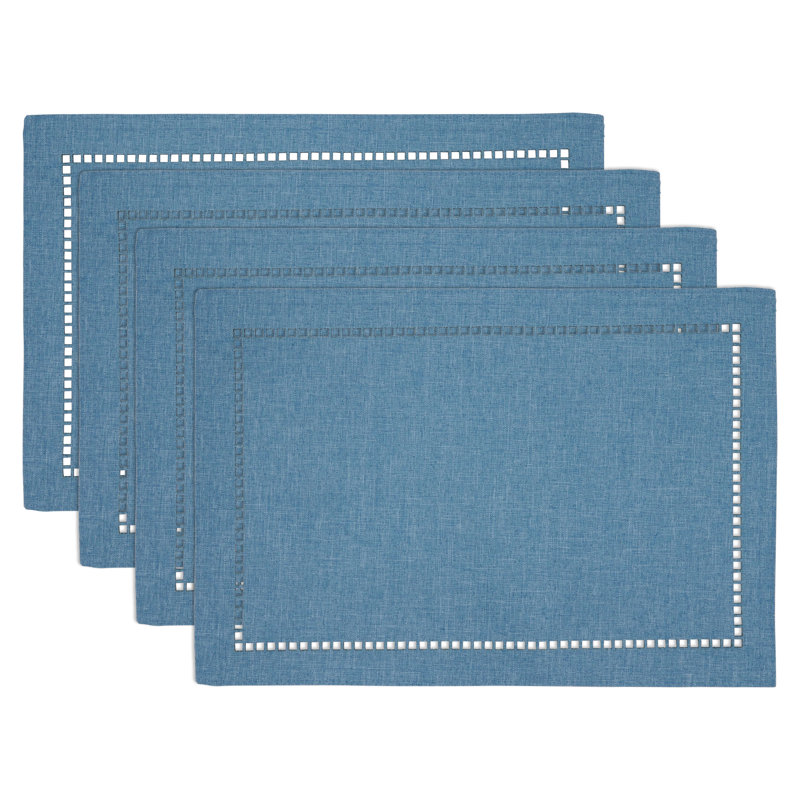 Neith Polyester No Pattern Rectangle Placemat, Denim