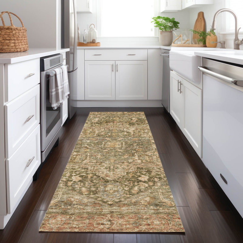 Tapis fougère intérieur / extérieur lavable à la machine Claudian ACN1240, Tapis de couloir 2 pi 3 po x 7 pi 6 po