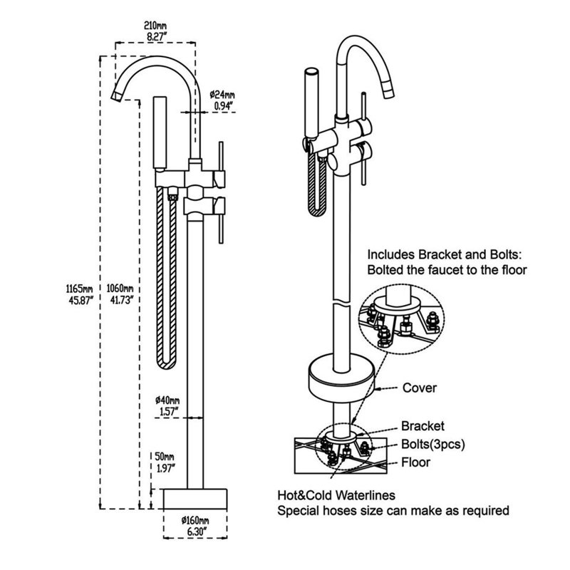 2 Handle Waterfall Faucet, Chrome
