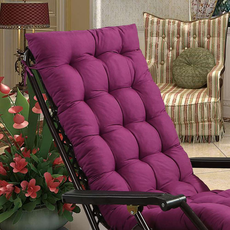 61"X19" Deck Lounge Chair Cushion Soft Seat Patio Cushion Covers Seat Pad Recliner Mat, Solid Color, Purple