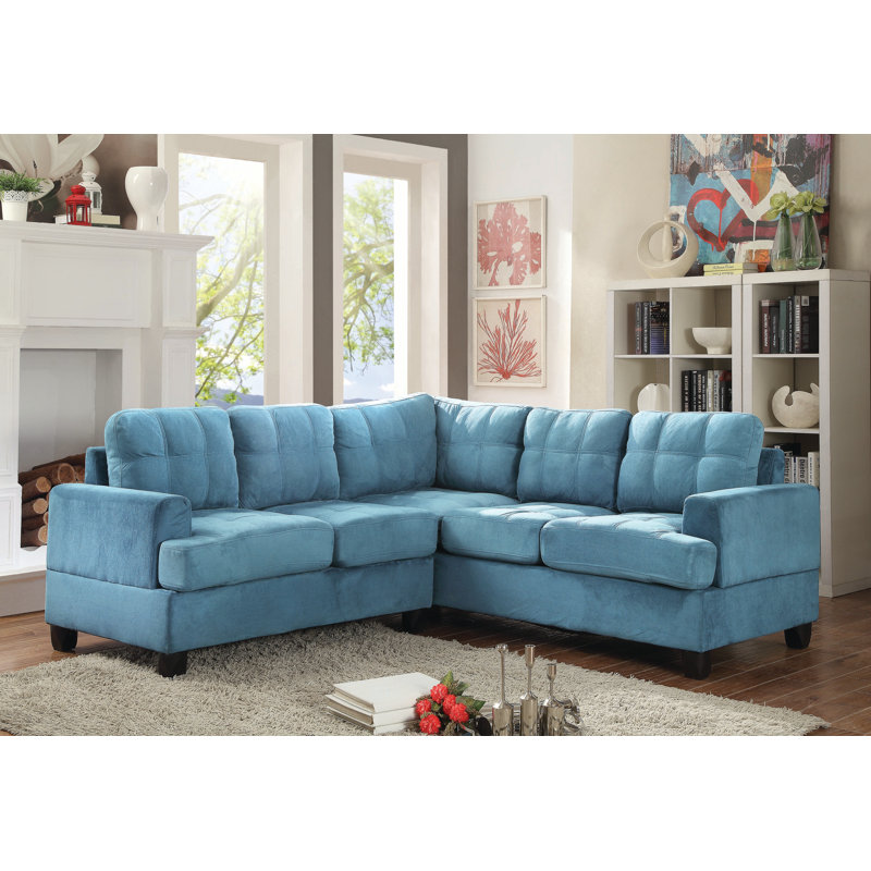 Penta Upholstered L-Shaped Sectional Symmetrical, Aqua