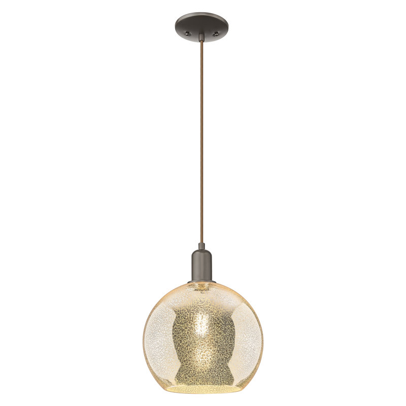 Mini-luminaire suspendu 1 lumière Arcadia - Athens, H 9 po x l 10 po x P 10 po, Mercure, Bronze frotté à l'huile