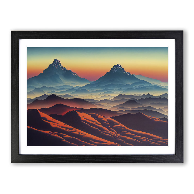 Mountain Sunset - Single Picture Frame Print, Black Framed, 34cm H x 46cm W x 2cm D