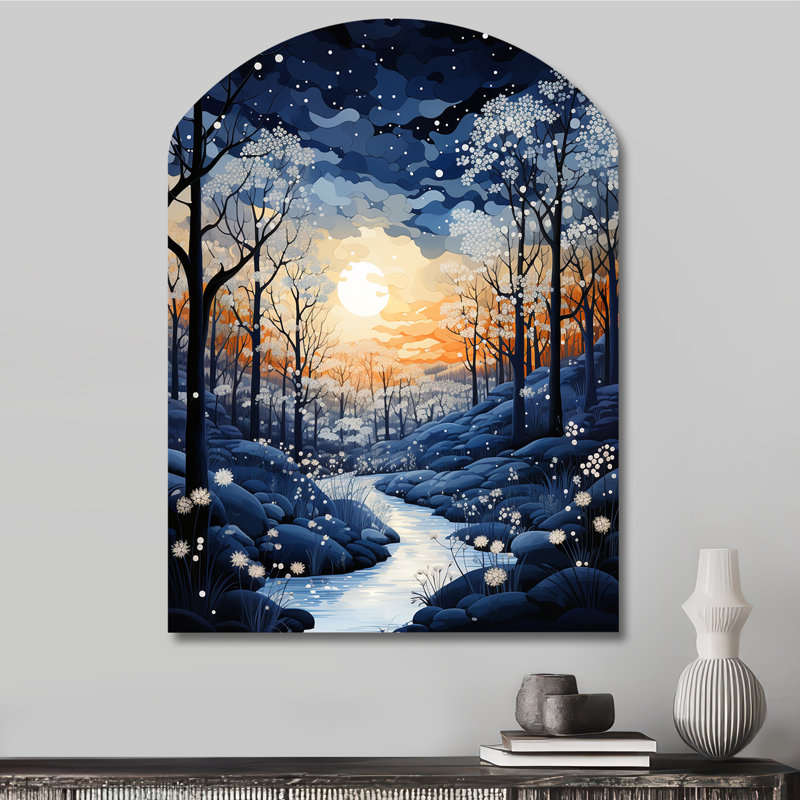 «Guanciale Forest», hiver, bleu, monochrome, forêt, H 34 po x l 25 po