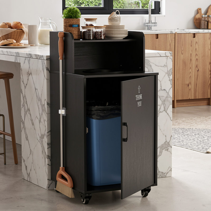 Armoire à poubelle de restaurant de 32 gallons avec trou de chute, poubelle en bois commerciale et poubelle avec plateau supérieur, porte à charnières, grande poubelle pour cafétéria, buffet, bureau à domicile, cuisine, buanderie et école