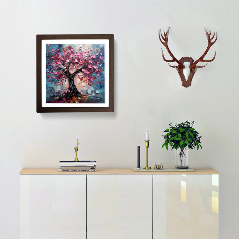 Cherry Blossom Tree Expressionism - Framed Print, Walnut