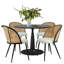 Ensemble de table de salle à manger pour 4 personnes avec table ronde de 35 po et 4 fauteuils rembourrés Burleen
