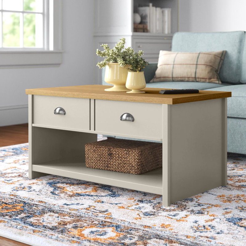 Kerry Coffee Table with Storage, Cream, Oak