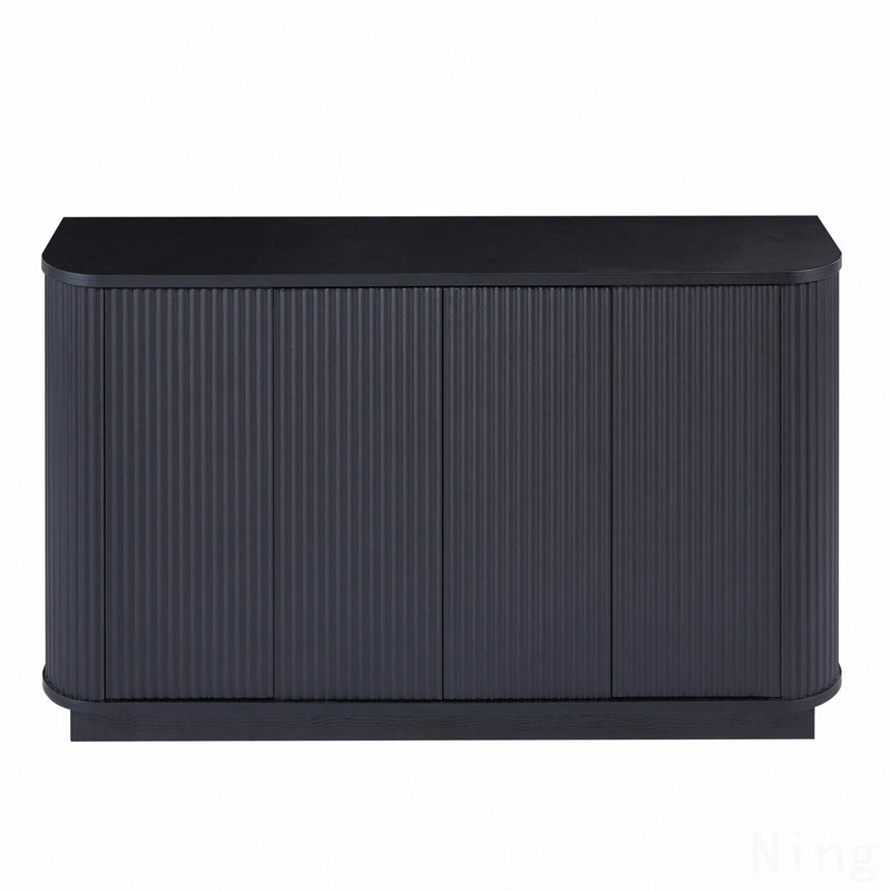 Ebern Designs 64" Vertical-Striped 4-Door Sideboard, Black