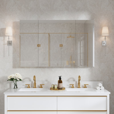 48''W X 30'H Bathroom  Recessed Or Surface Wall Mount Medicine Cabinet With Adjustable Glass Shelves