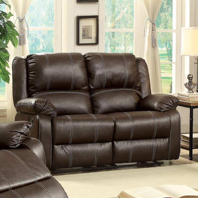 Swinford 60'' Faux Leather Reclining Loveseat, Faux leather Brown