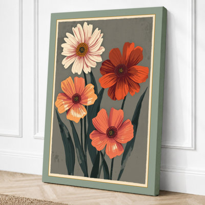Gerbera Cascade Botanical - Wrapped Canvas