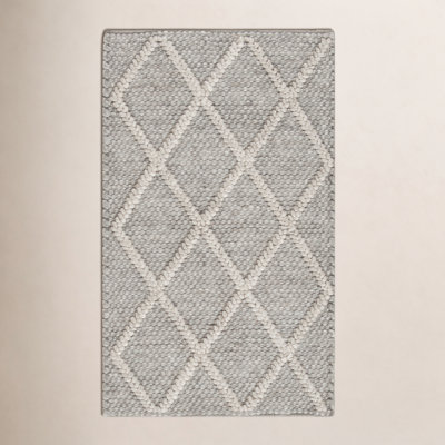 Russo Gray Hand-Woven Geometric Flatweave Rug