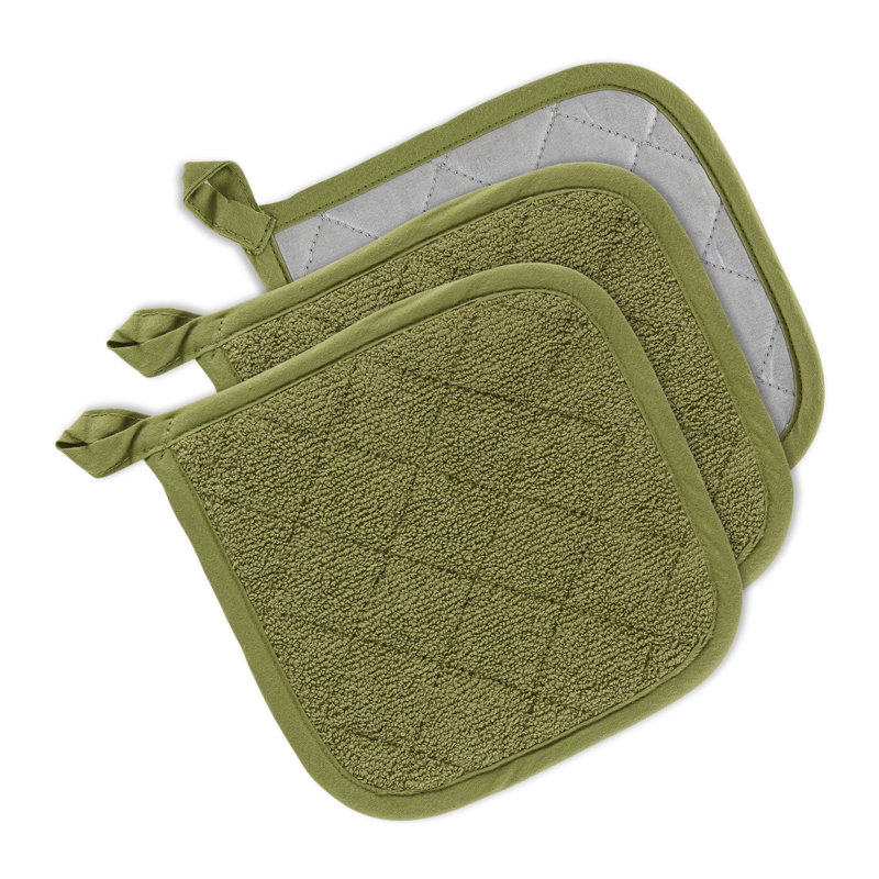 Design Imports Terrycloth Potholder Set, Honey Gold