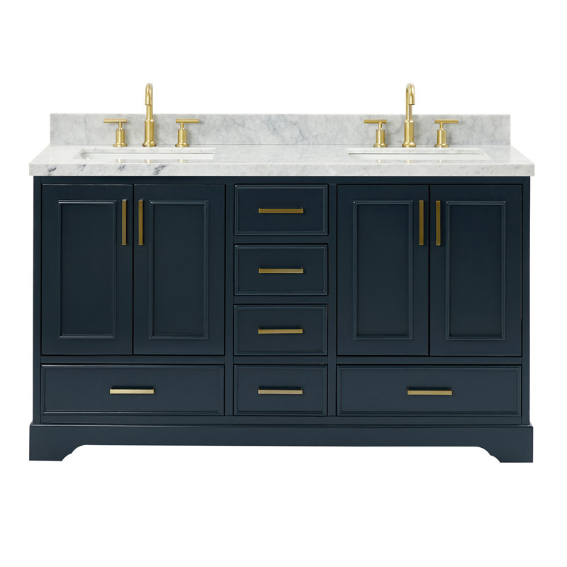 61'' Double Bathroom Vanity with Top, Midnight Blue