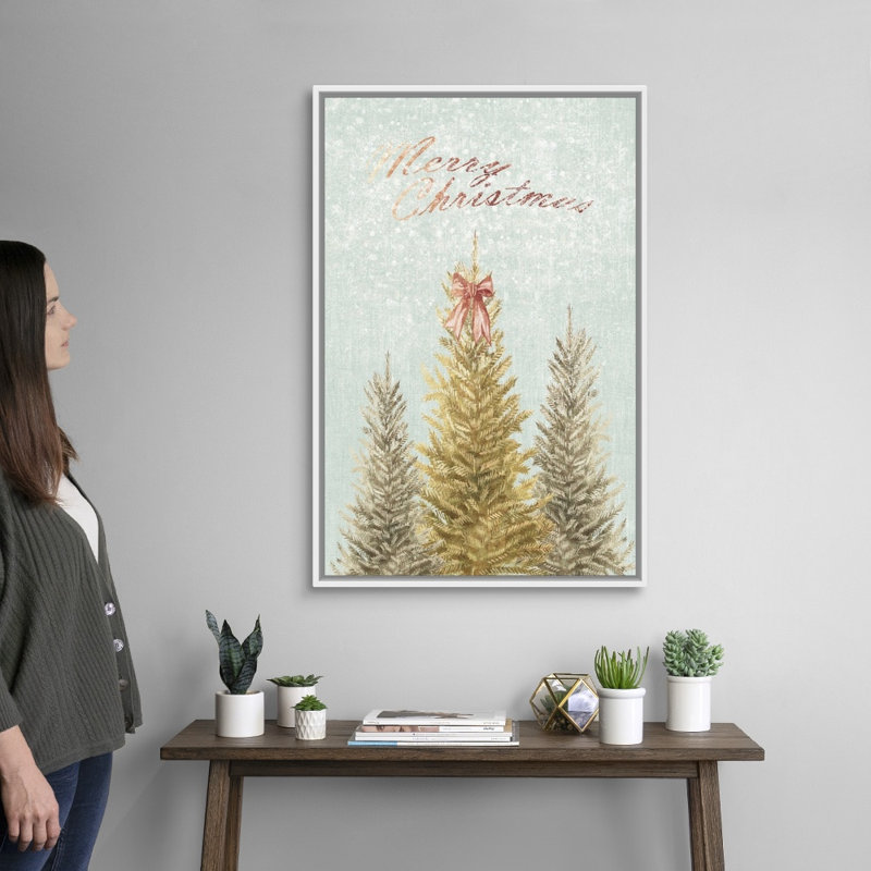 " Evergreen Christmas ", White Framed, 38" H x 26" W x 1.75" D