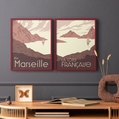 «French Coast I», reproduction encadrée de qualité supérieure - prête à être accrochée - aucun clou requis - aucun clou requis