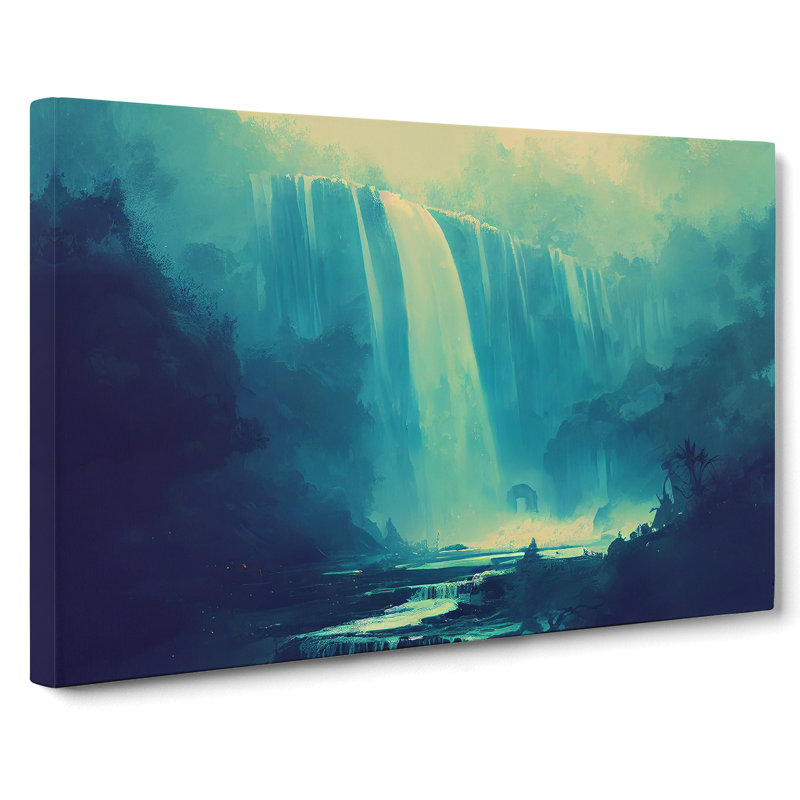 Contemporary Waterfall - Wrapped Canvas Painting, 35cm H x 50cm W x 3cm D