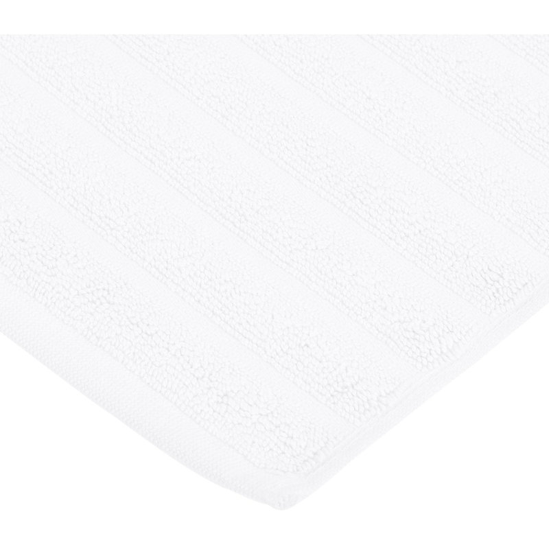 Pardue Cotton Geometric-Striped Reversible 2 Piece Bath Mat Set, White, Solid Color