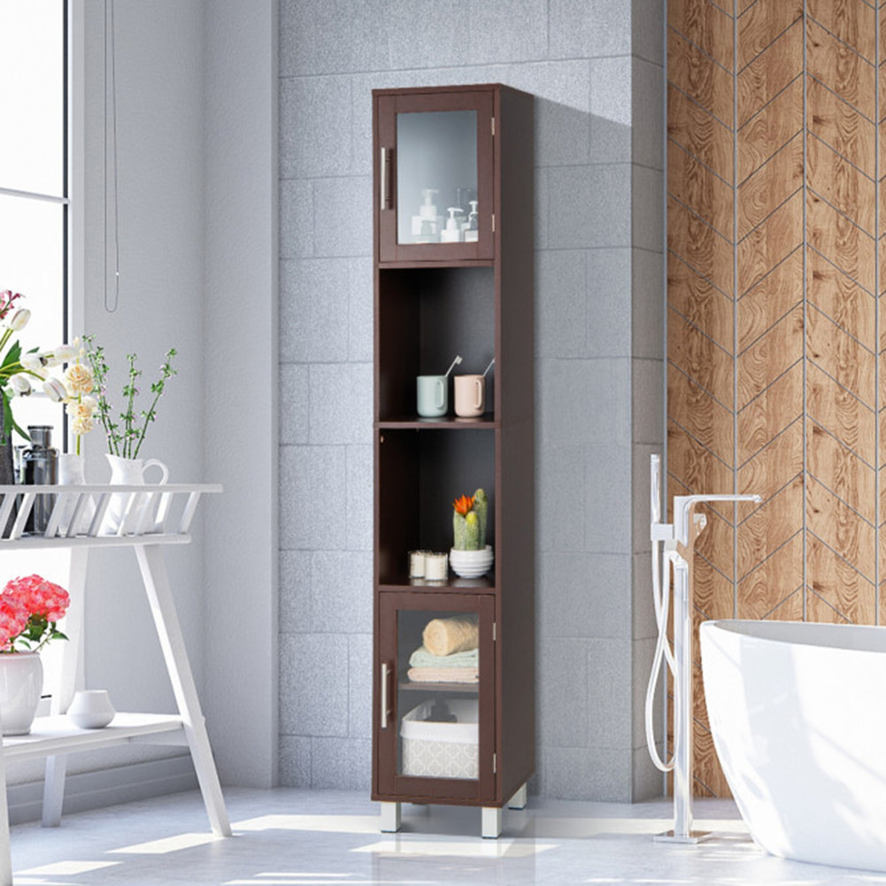 Latitude Run 71'''' Tall Tower Bathroom Storage Cabinet Organizer Display Shelves Bedroom Black Latitude Run Finish: Gray