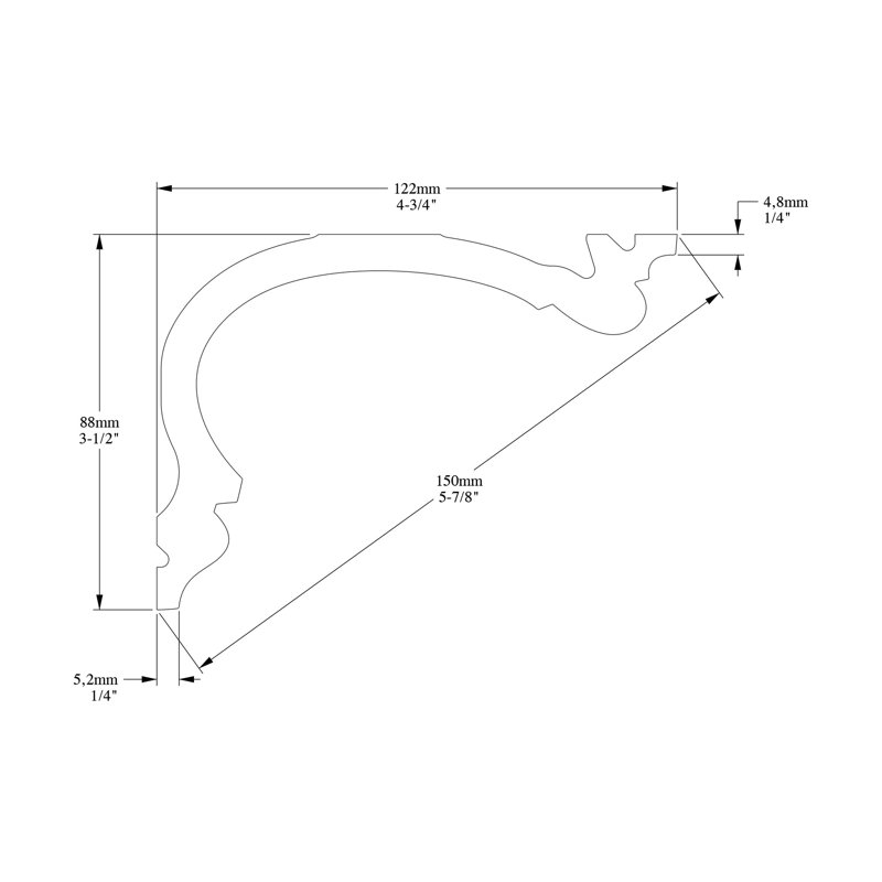 Primed White Polyurethane Crown Moulding 3.5" x 4.75"