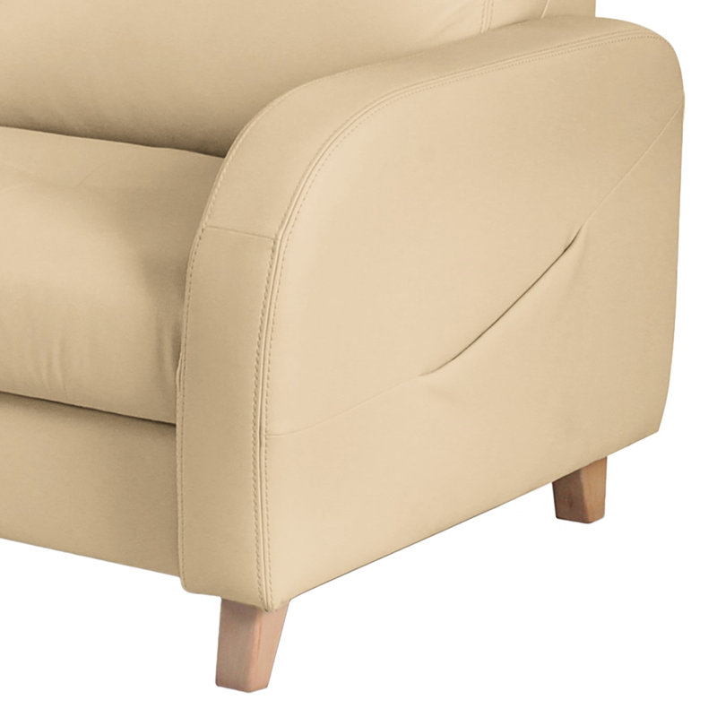 Canapé d'angle en cuir Roger, Beige, Orienté vers la gauche