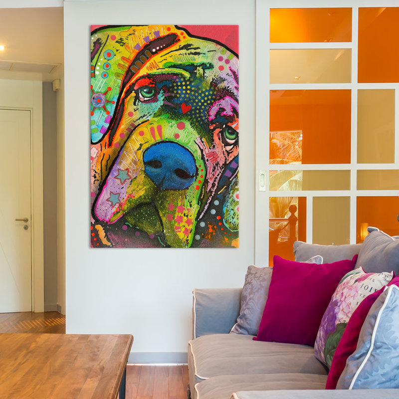 Mastiff - Print on Canvas, 60" H x 40" W x 1.5" D, Black Framed Canvas