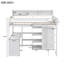 Lit mezzanine simple en bois avec plusieurs tablettes de rangement et garde-robe-2064294602